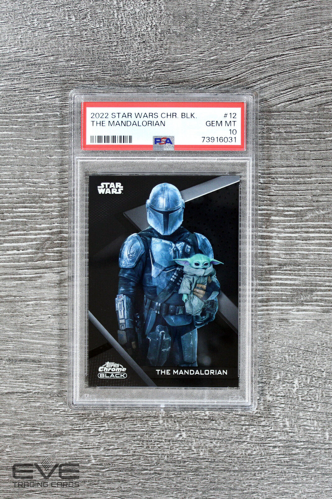 2022 Topps Star Wars Chrome Black #12 The Mandalorian Base Card - PSA 10