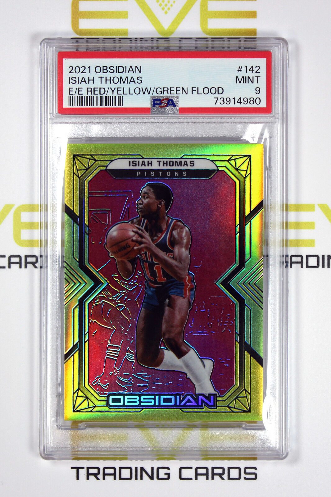 2021 Panini Obsidian Basketball Card #142 Isiah Thomas Electric Etch - PSA 9