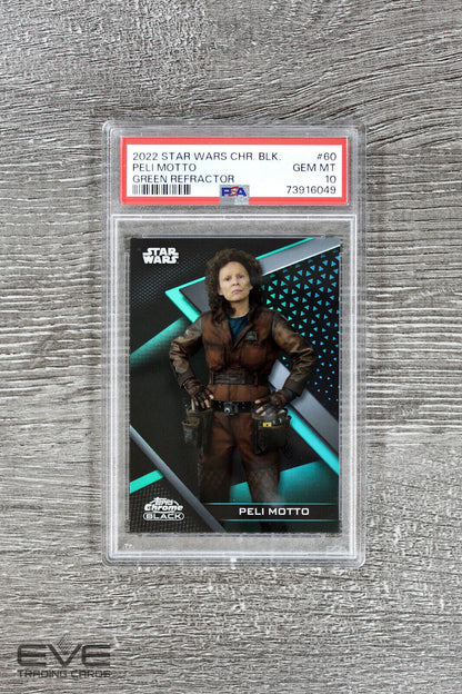 2022 Topps Star Wars Chrome Black #60 Peli Motto Green Refractor /99 - PSA 10