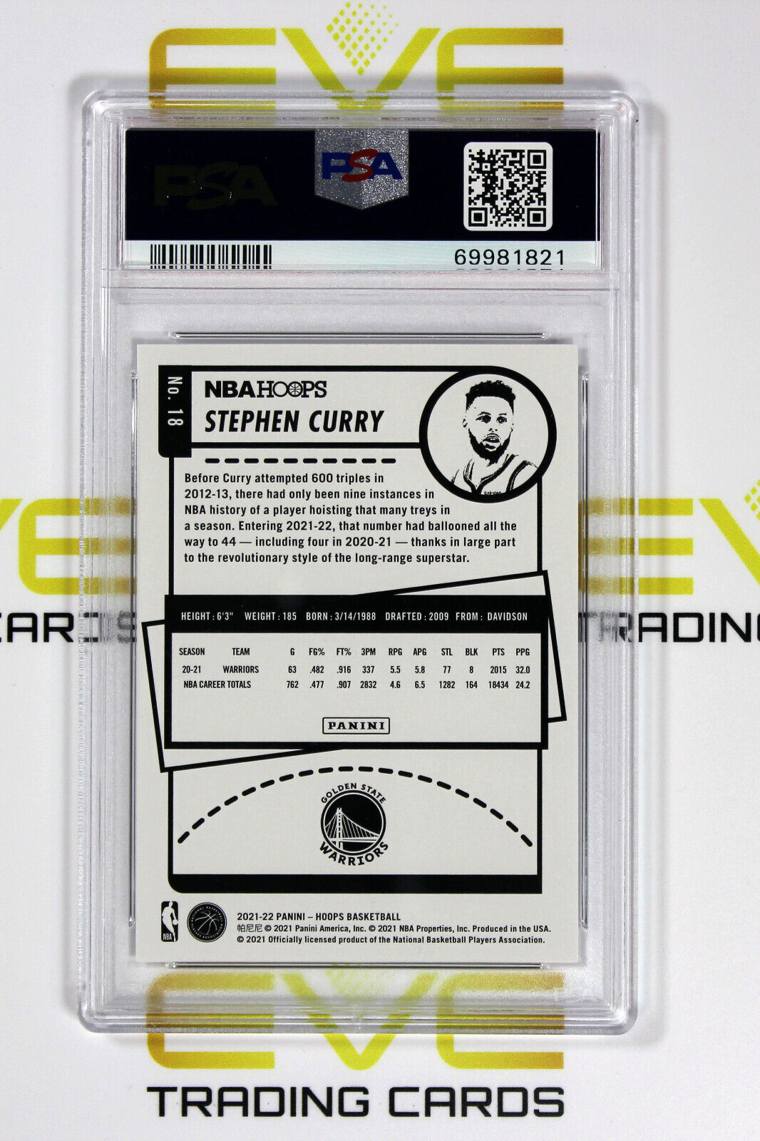 Graded Basketball Card - #18 2021 Panini NBA Hoops Stephen Curry - PSA 9