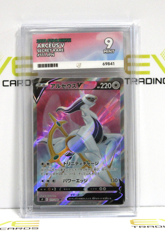 Graded Pokémon Card - #111/100 2022 Arceus V Star Birth Secret Rare - Ace 9