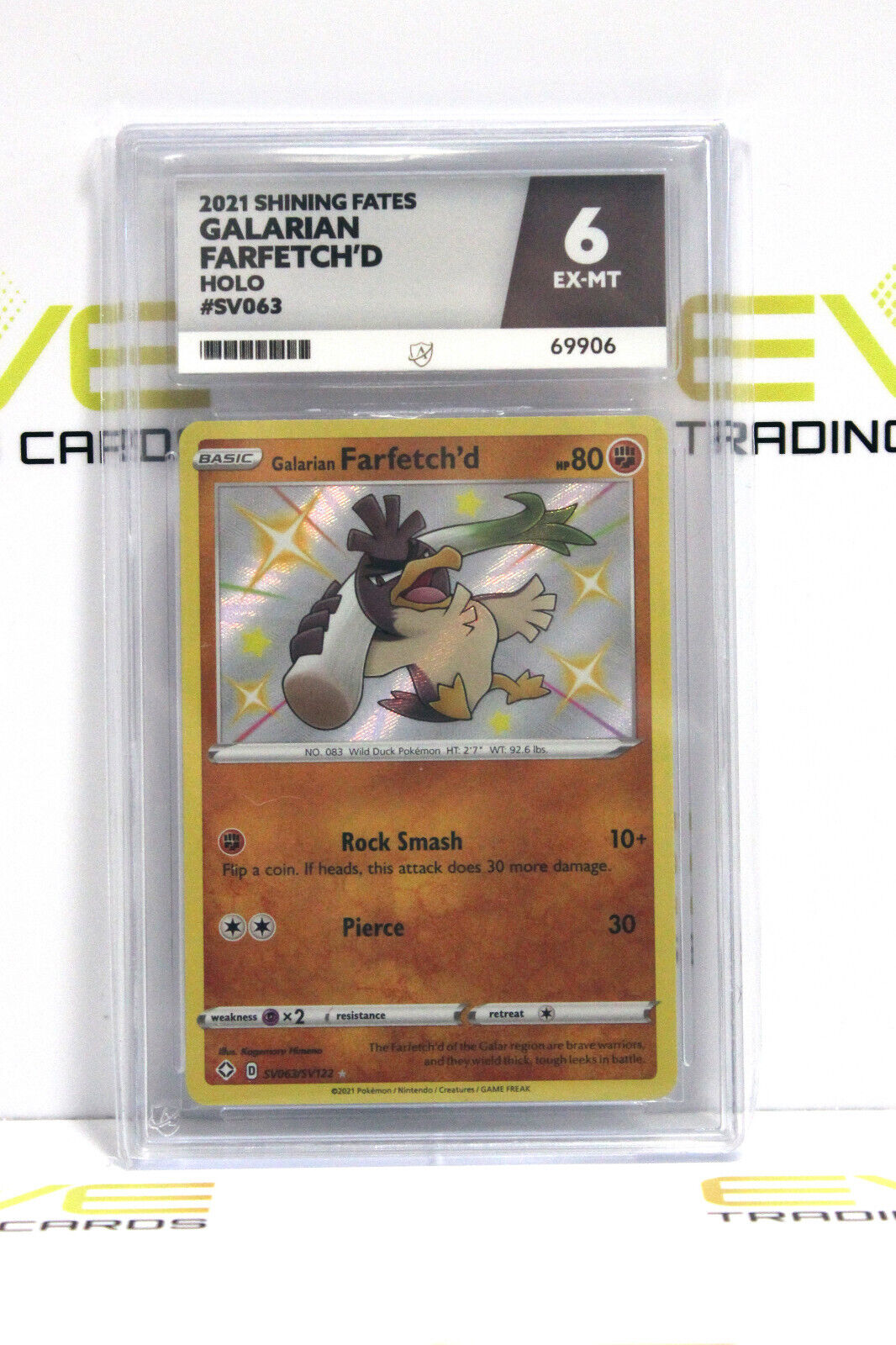 Graded Pokémon Card - #SV063/SV122 2021 Galarian Farfetch'd Shining Fates -Ace 6