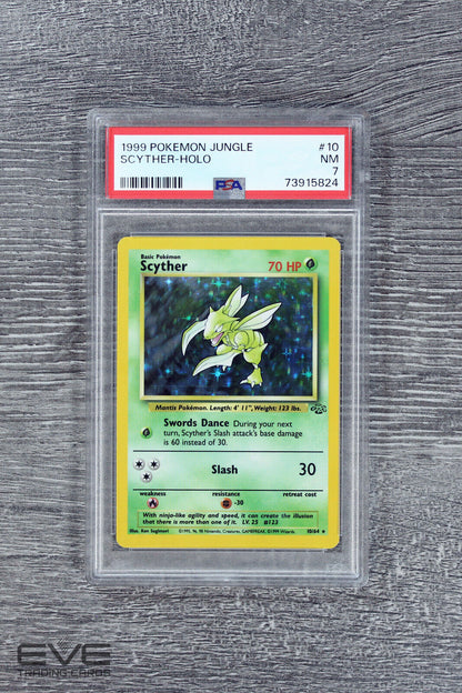 Pokemon Card - #10/64 1999 Scyther Jungle Holo - PSA 7