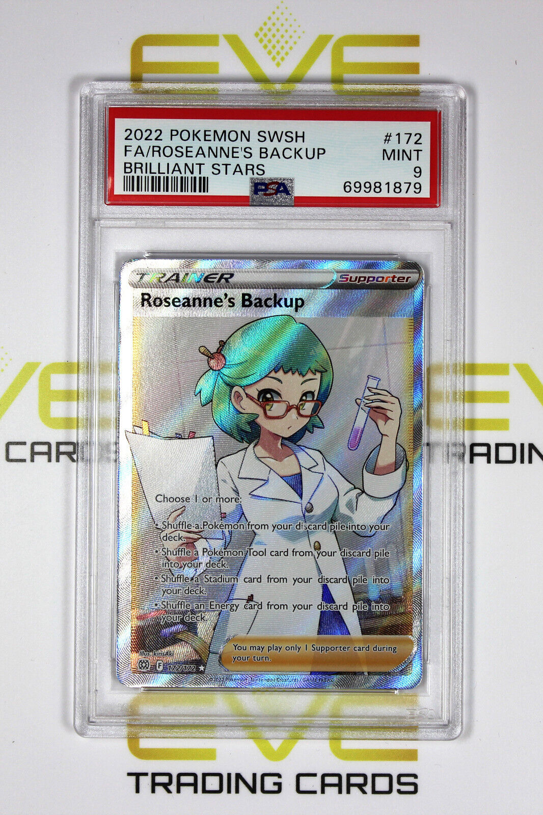 Graded Pokemon Card - #172/172 2022 Roseanne's Backup Brilliant Stars - PSA 9