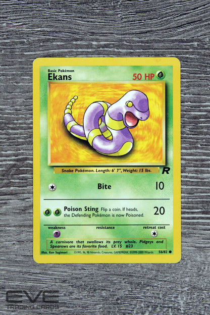 Raw Pokemon Card - #56/82 Ekans Team Rocket WOTC - Excellent Condition