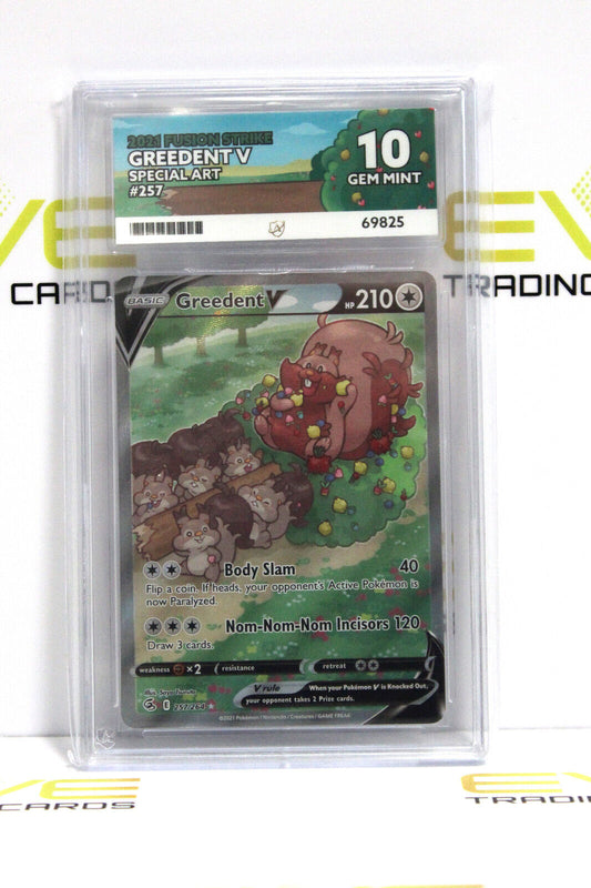 Graded Pokémon Card - #257/264 2021 Greedent V Fusion Strike Special Art -Ace 10