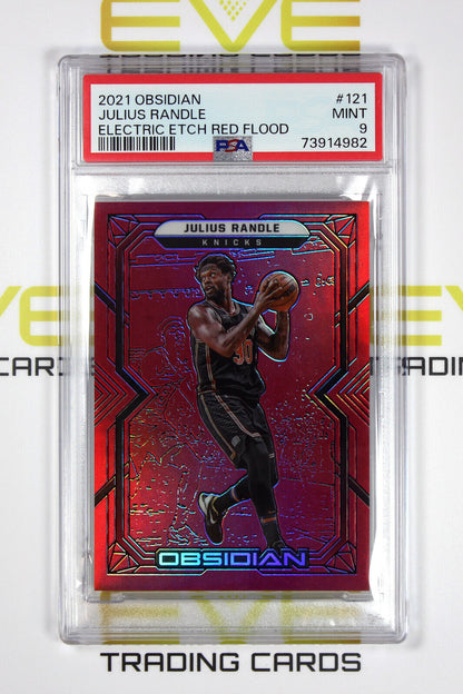 2021 Panini Obsidian Basketball Card #121 Julius Randle Electric Etch Red -PSA 9