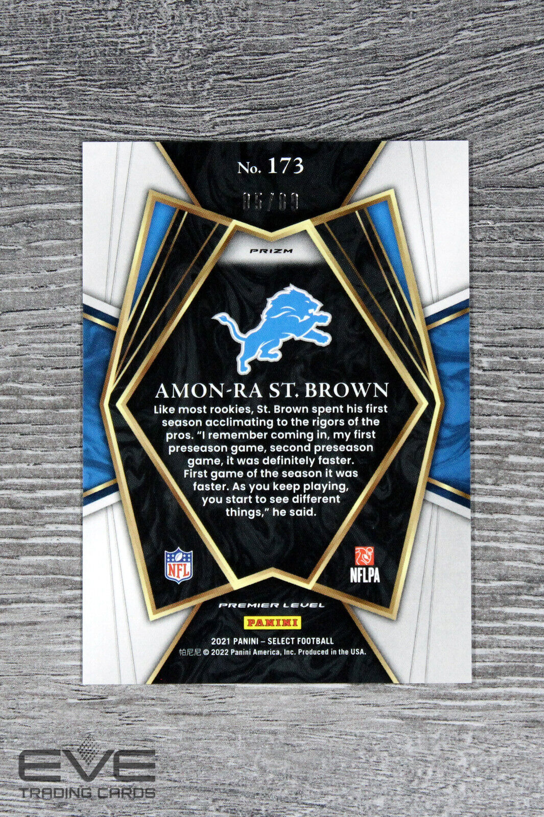 2021 Panini Select NFL Card #173 Amon-Ra St Brown Dragon Scale Prizm /89 NM/M
