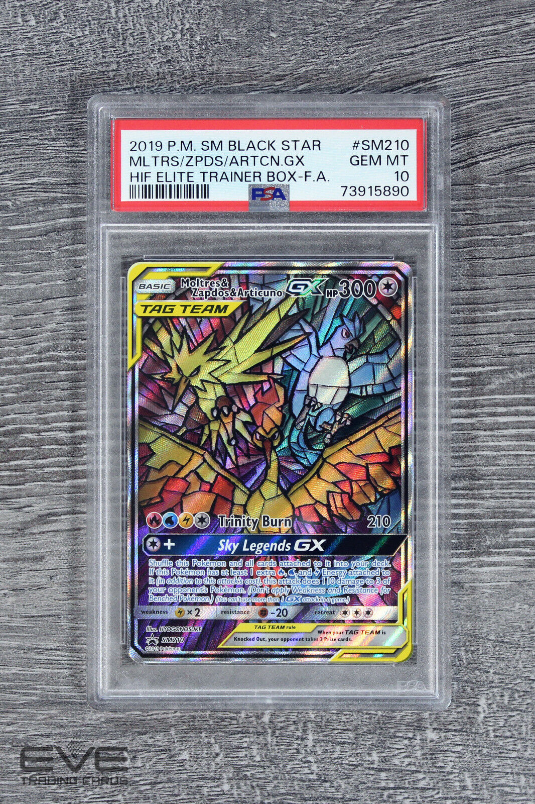 Pokemon Card #SM210 2019 Moltres Zapdos Articuno GX Hidden Fates ETB BSP -PSA 10