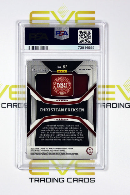 2022 Panini Purple Prizm FIFA Road World Cup #67 Christian Eriksen /199 PSA 10