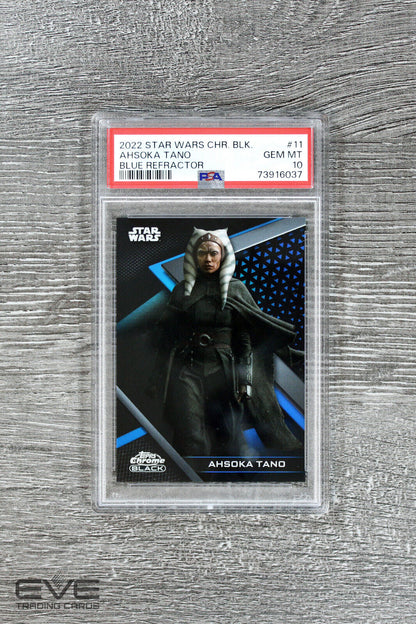 2022 Topps Star Wars Chrome Black #11 Ahsoka Tano Blue Refractor /75 - PSA 10