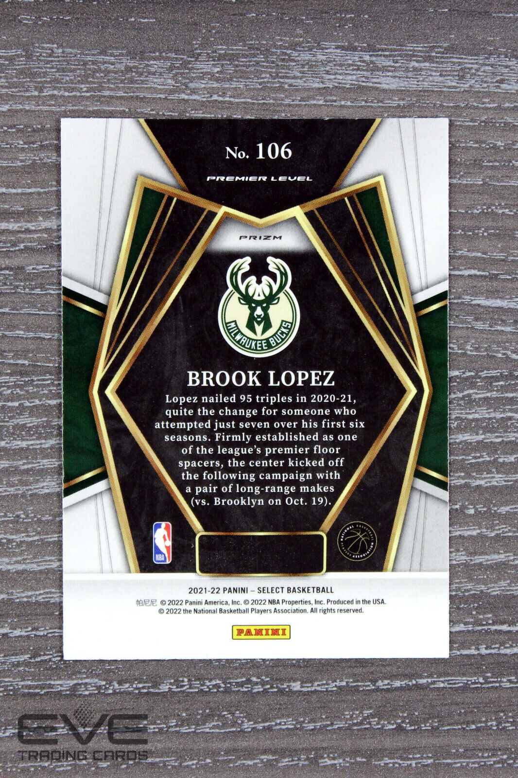 2021-22 Panini NBA Select Basketball #106 Brook Lopez Silver Prizm Premier NM/M