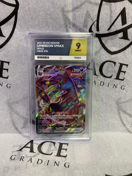 Graded Pokemon Card - 048/069 2021 Eevee Heroes Umbreon VMAX Holo Japan - Ace 9