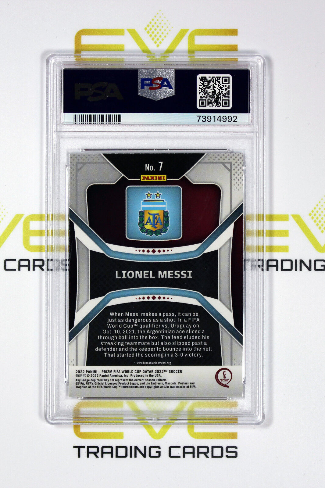 2022 Panini Prizm FIFA Road to World Cup #7 - Lionel Messi - PSA 9