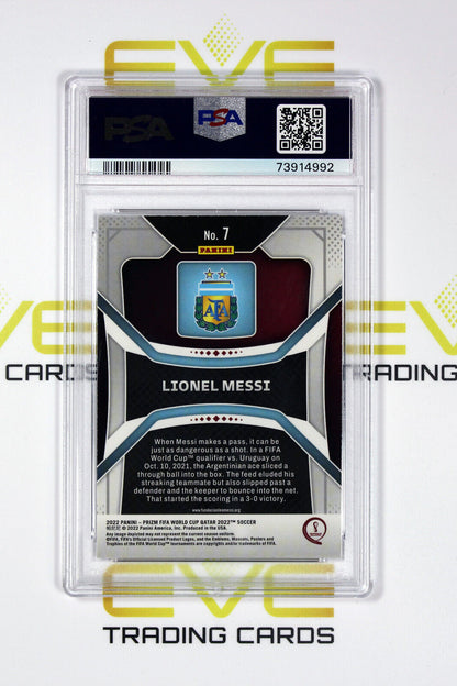 2022 Panini Prizm FIFA Road to World Cup #7 - Lionel Messi - PSA 9