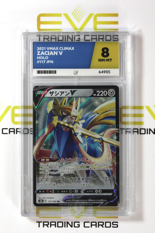 Graded Pokemon Card #117/184 2021 Zacian V Climax Holo Japanese - Ace 8