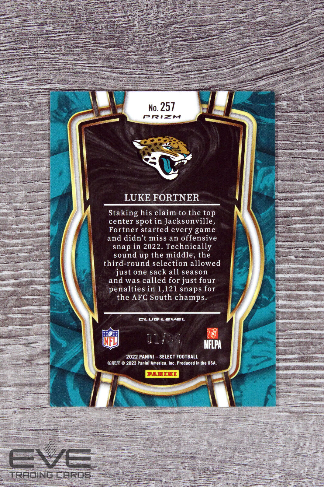 2022 Panini Select NFL White Prizm Card 257 Luke Fortner 01/35 1st on Print NM/M