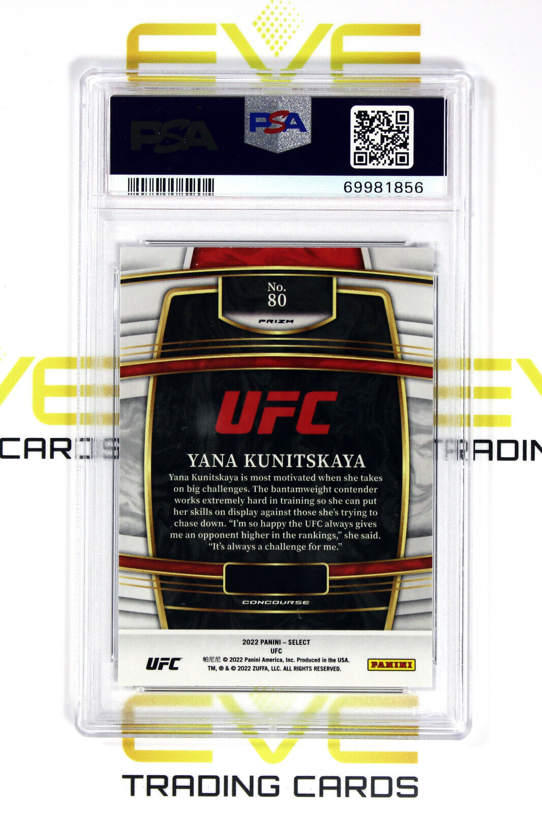 Graded Panini Select UFC Card - 2022 #80 Yana Kunitskaya Silver Prizm - PSA 10