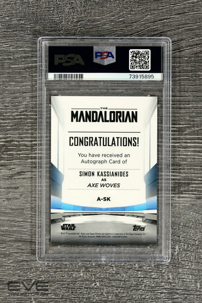 Topps Star Wars The Mandalorian #A-SK Simon Kassianides Axe Woves Auto - PSA 8