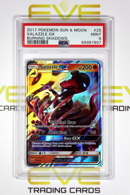 Graded Pokemon Card - #25/147 2018 Salazzle GX Sun & Moon Burning Shadows -PSA 9