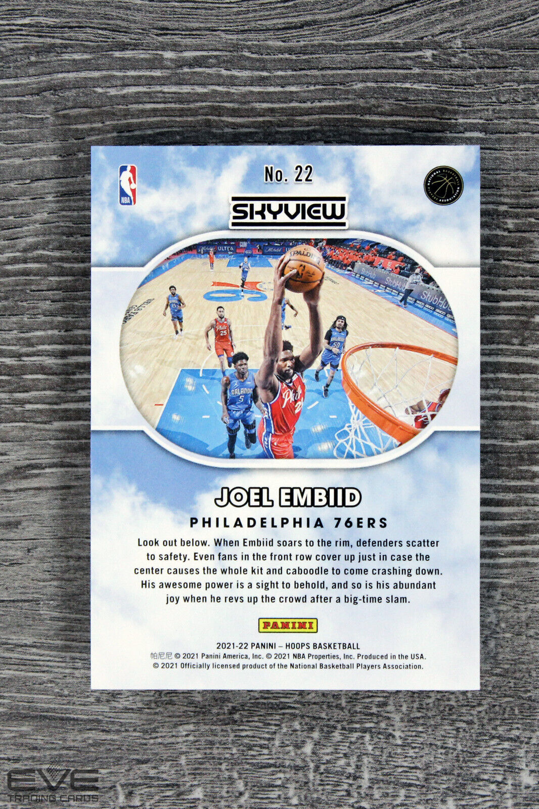 2021 Panini NBA Hoops Skyview Holo Basketball Card #22 Joel Embiid 76ers - NM/M