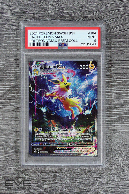 Pokemon Card- #SWSH184 2021 Jolteon VMAX Black Star Promo Premium Full Art PSA 9