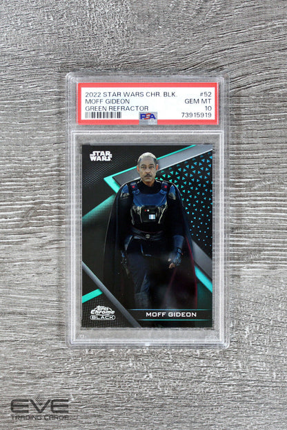 2022 Topps Star Wars Chrome Black #52 Moff Gideon Green Refractor /99 - PSA 10