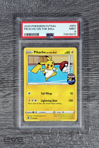 Pokemon Card #001/005 2020 Pikachu on the Ball - Pokemon Futsal - PSA 9