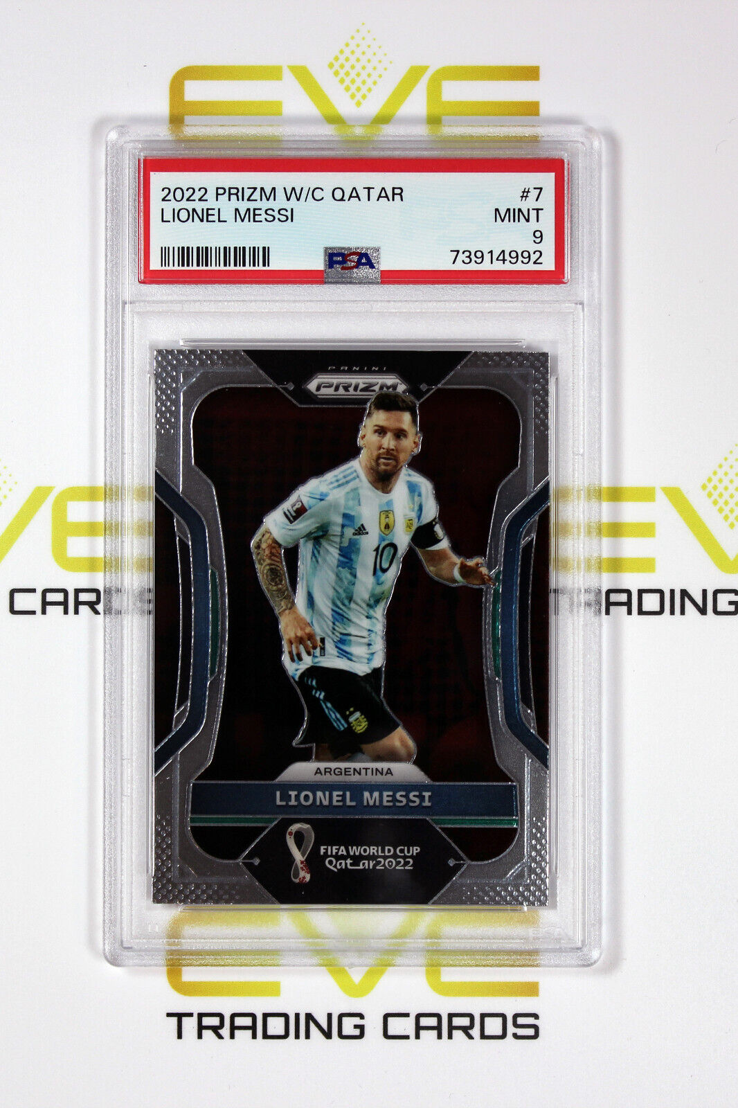 2022 Panini Prizm FIFA Road to World Cup #7 - Lionel Messi - PSA 9