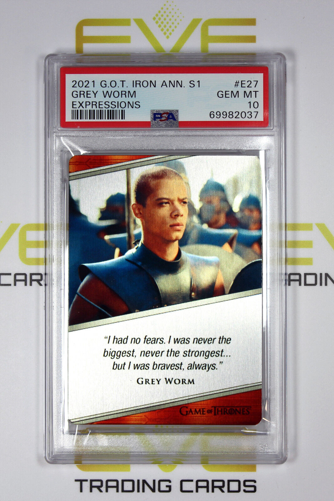 Graded Game of Thrones Card - #E27 2021 Grey Worm - Expressions - PSA 10
