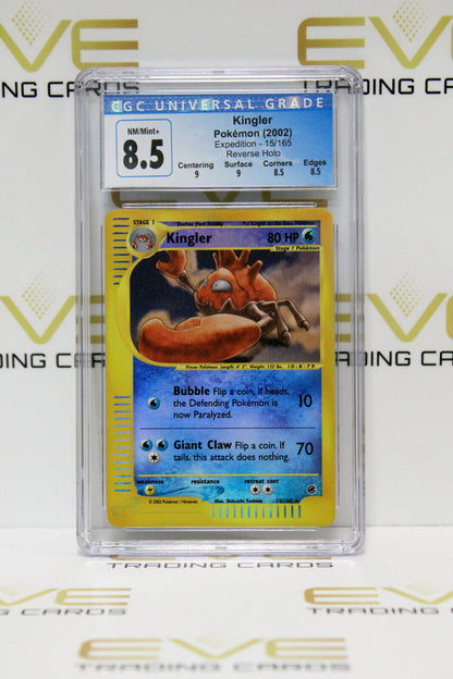 Graded Pokemon Card - #15/165 2002 Kingler Expedition Reverse Holo - CGC 8.5