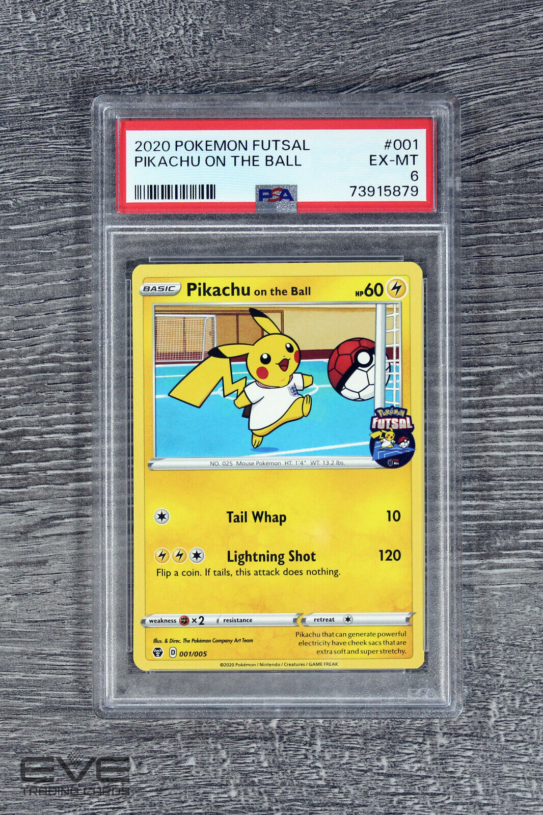 Pokemon Card #001/005 2020 Pikachu on the Ball - Pokemon Futsal - PSA 6