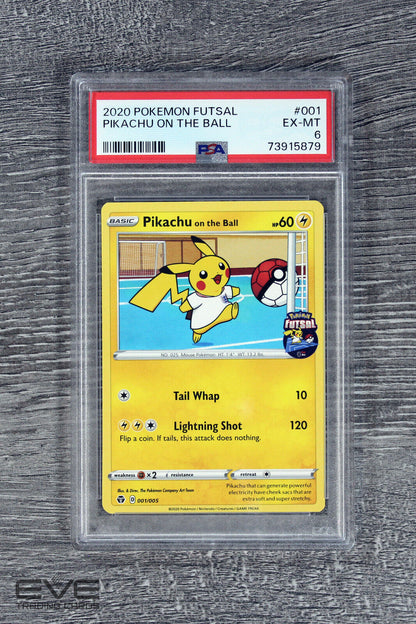 Pokemon Card #001/005 2020 Pikachu on the Ball - Pokemon Futsal - PSA 6