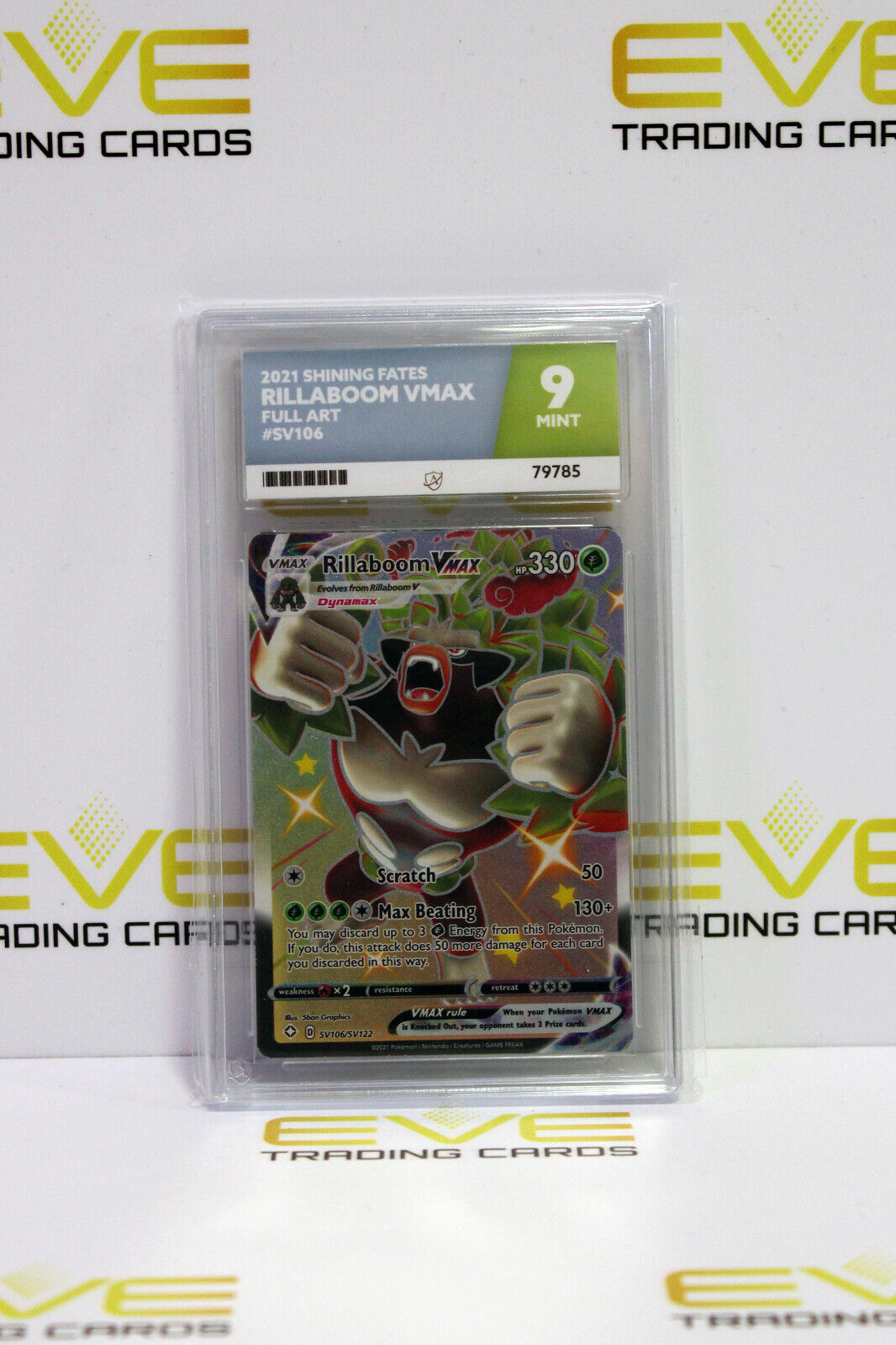 Graded Pokemon Card - #SV106/SV122 2021 Shining Fates Rillaboom VMAX FA -Ace 9