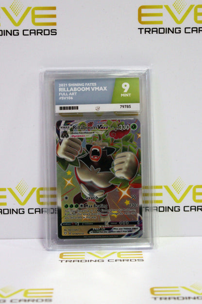 Graded Pokemon Card - #SV106/SV122 2021 Shining Fates Rillaboom VMAX FA -Ace 9