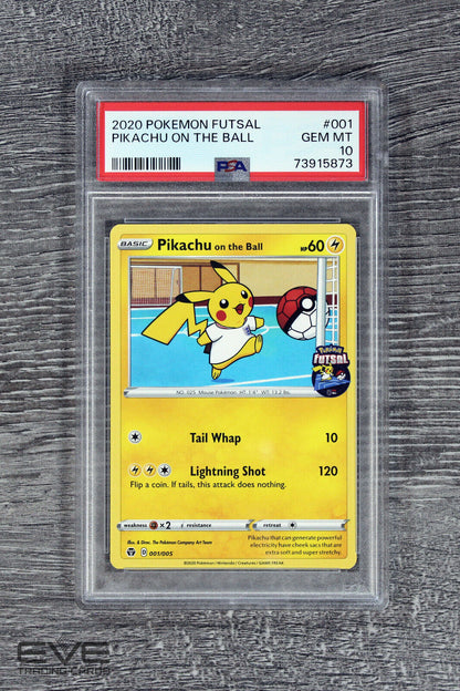 Pokemon Card #001/005 2020 Pikachu on the Ball - Pokemon Futsal - PSA 10