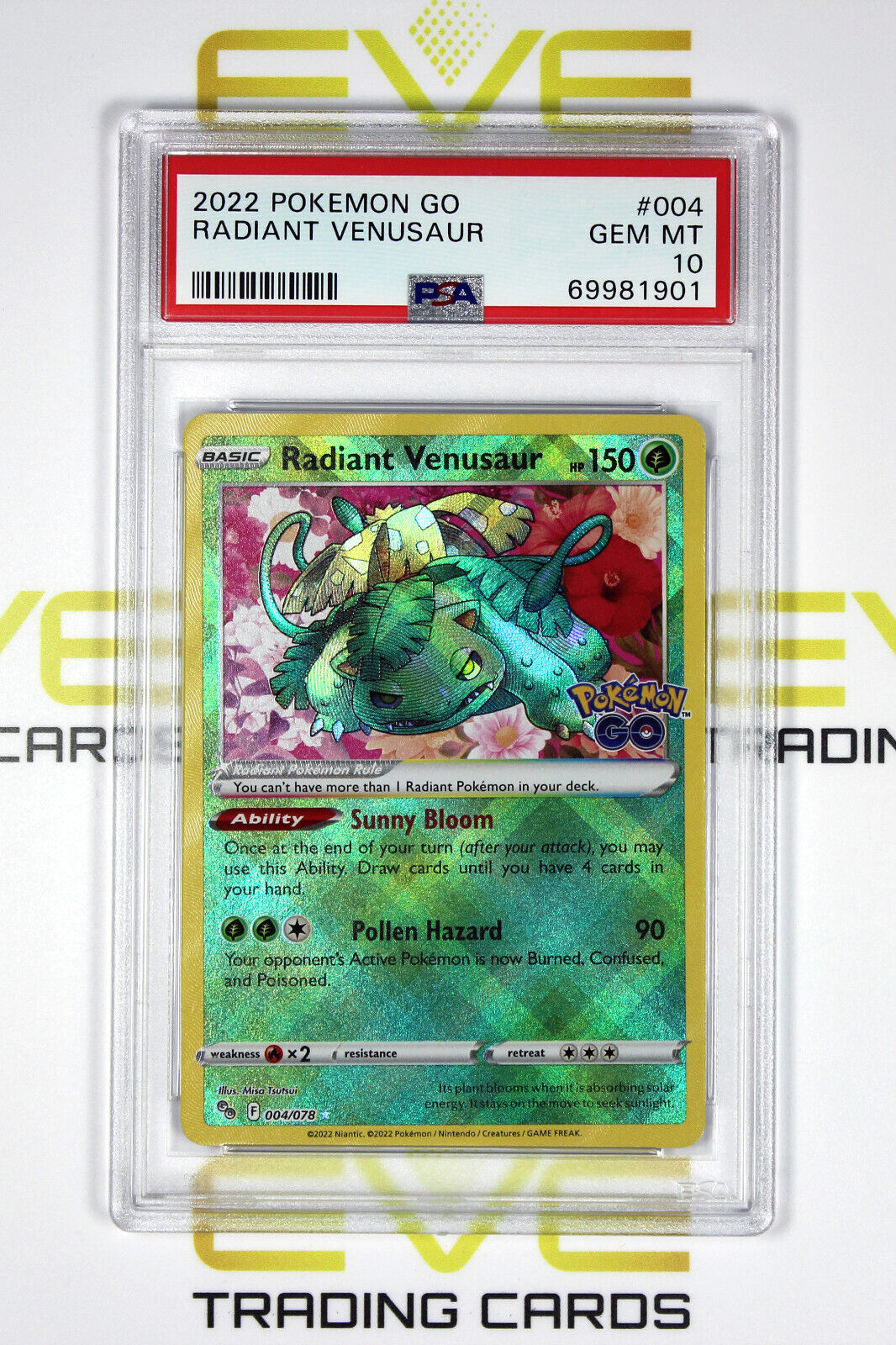 Graded Pokemon GO Card - #004/078 2022 Radiant Venusaur - PSA 10