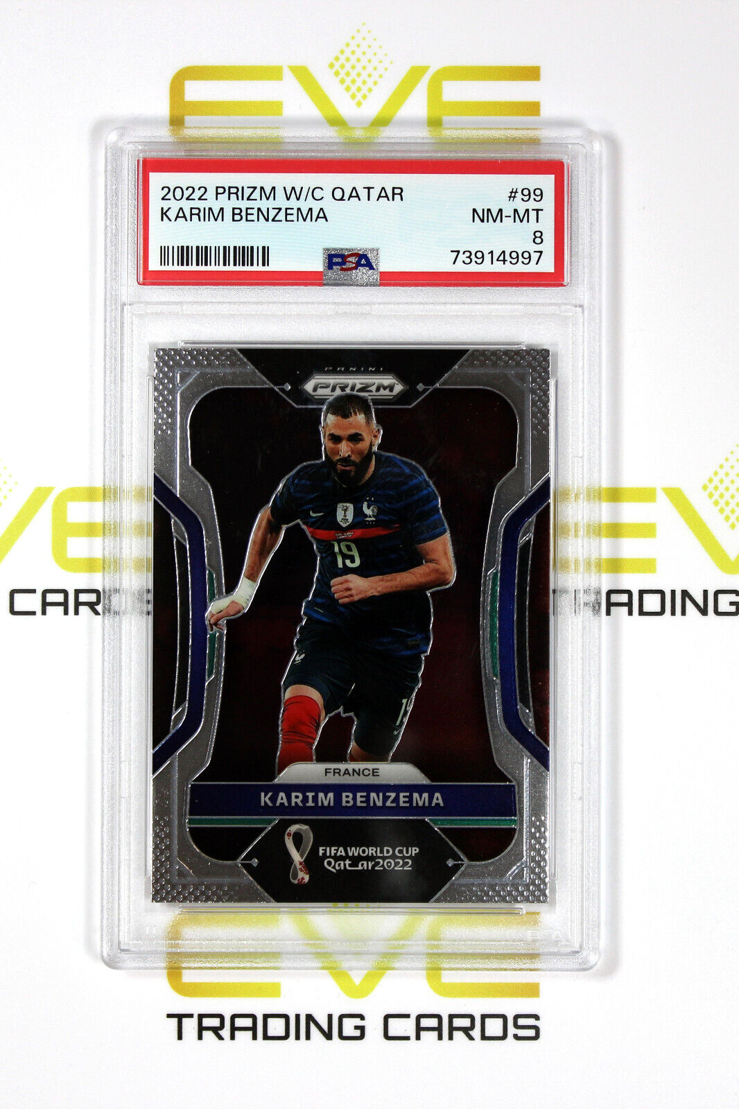 2022 Panini Prizm FIFA Road to World Cup #99 - Karim Benzema - PSA 8