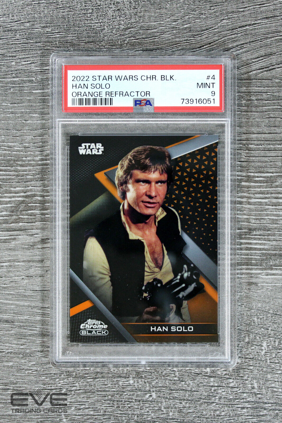 2022 Topps Star Wars Chrome Black #4 Han Solo Orange Refractor 1/25 - PSA 9