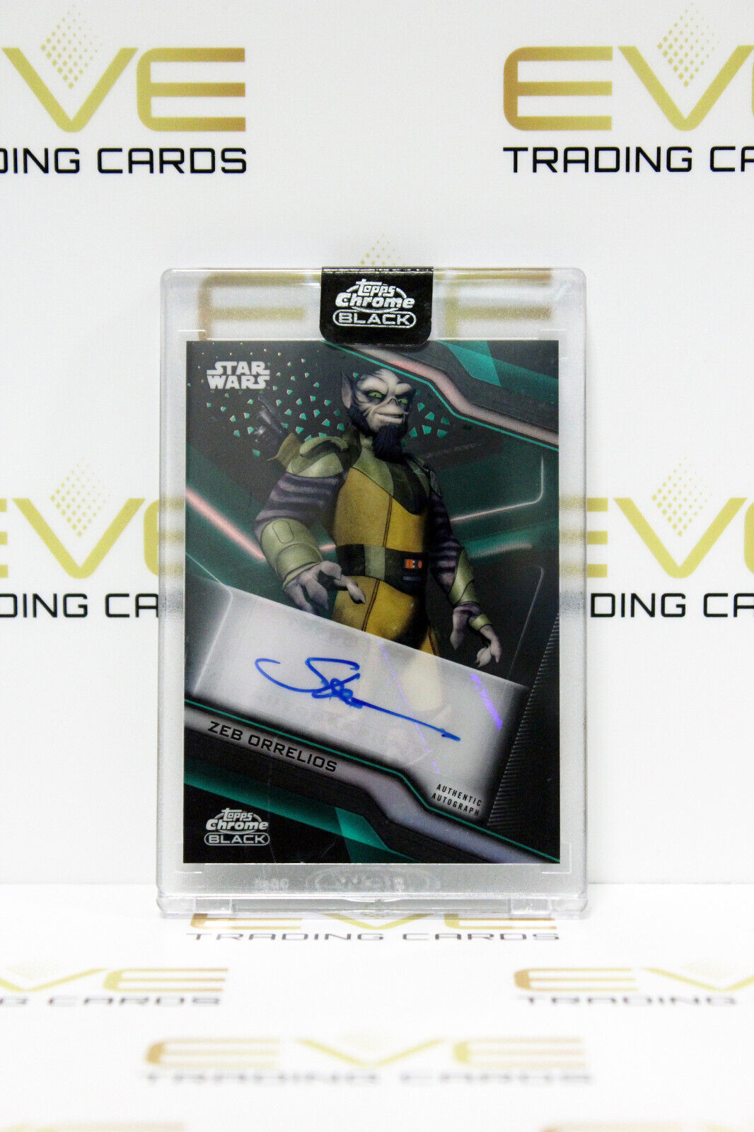 Topps Chrome Black Star Wars Steve Blum/Zeb Orrelios Auto Green Refractor Card