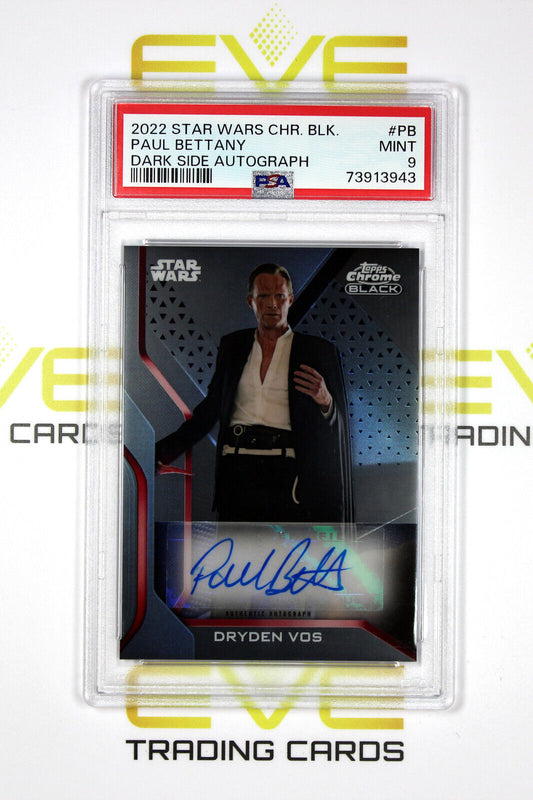 Topps Chrome Black Star Wars #DS-PB Paul Bettany as Dryden Vos Auto - PSA 9