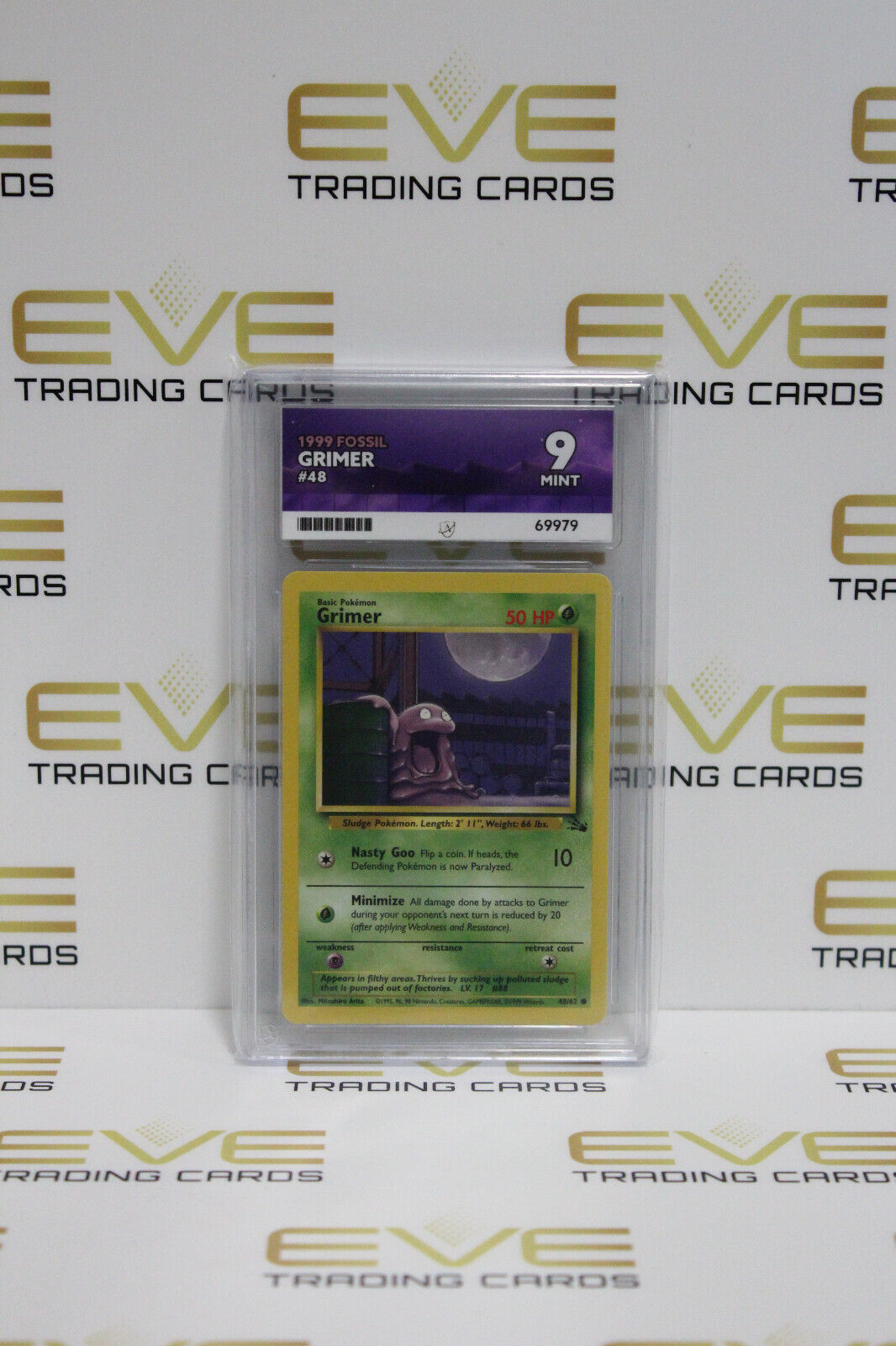 Graded Pokemon Card - #48/62 1999 Fossil Grimer - Ace 9