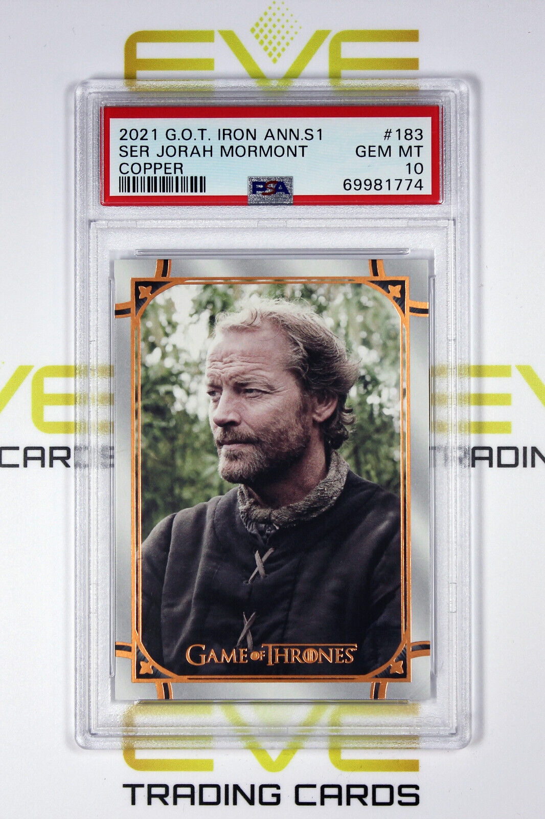 Graded Game of Thrones Card - #183 2021 Ser Jorah Mormont - Copper /199 - PSA 10