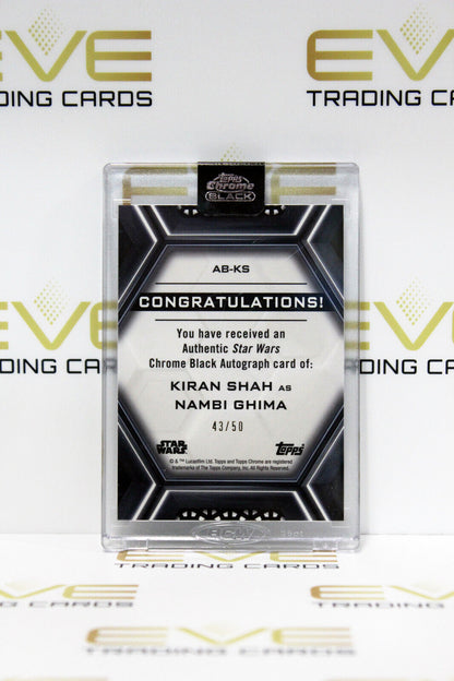 Topps Chrome Black Star Wars Kiran Shah/Nambi Ghima Auto Gold Refractor Card