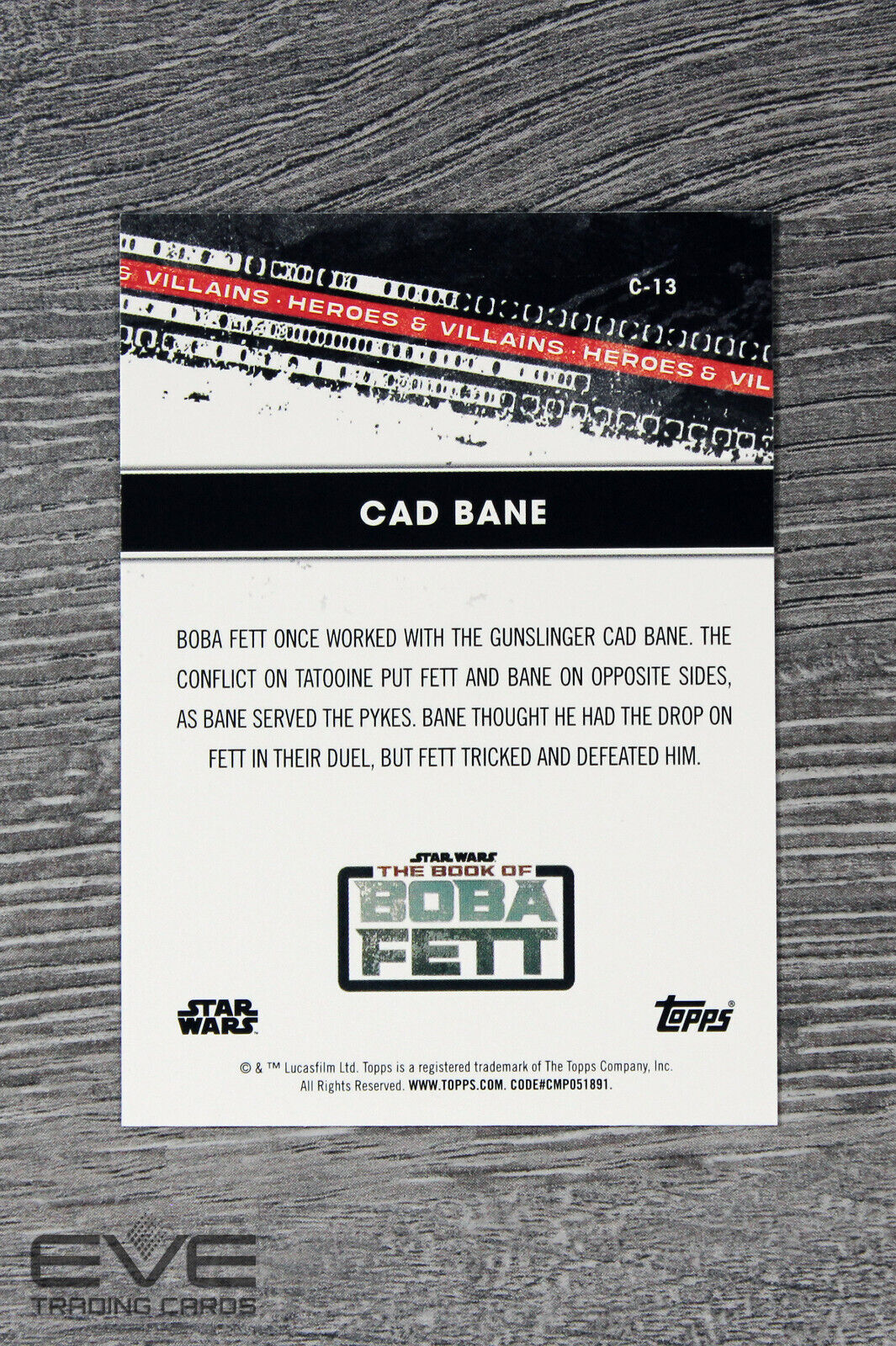 2022 Topps Star Wars Book Boba Fett Card #C-13 Cad Bane Heroes Villains NM/M