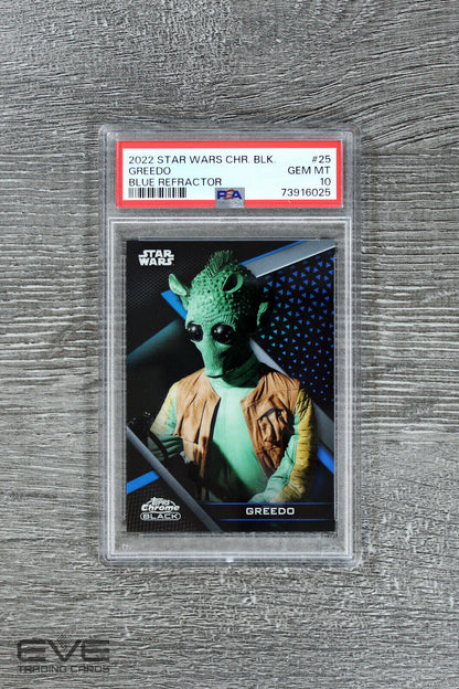 2022 Topps Star Wars Chrome Black #25 Greedo Blue Refractor /75 - PSA 10