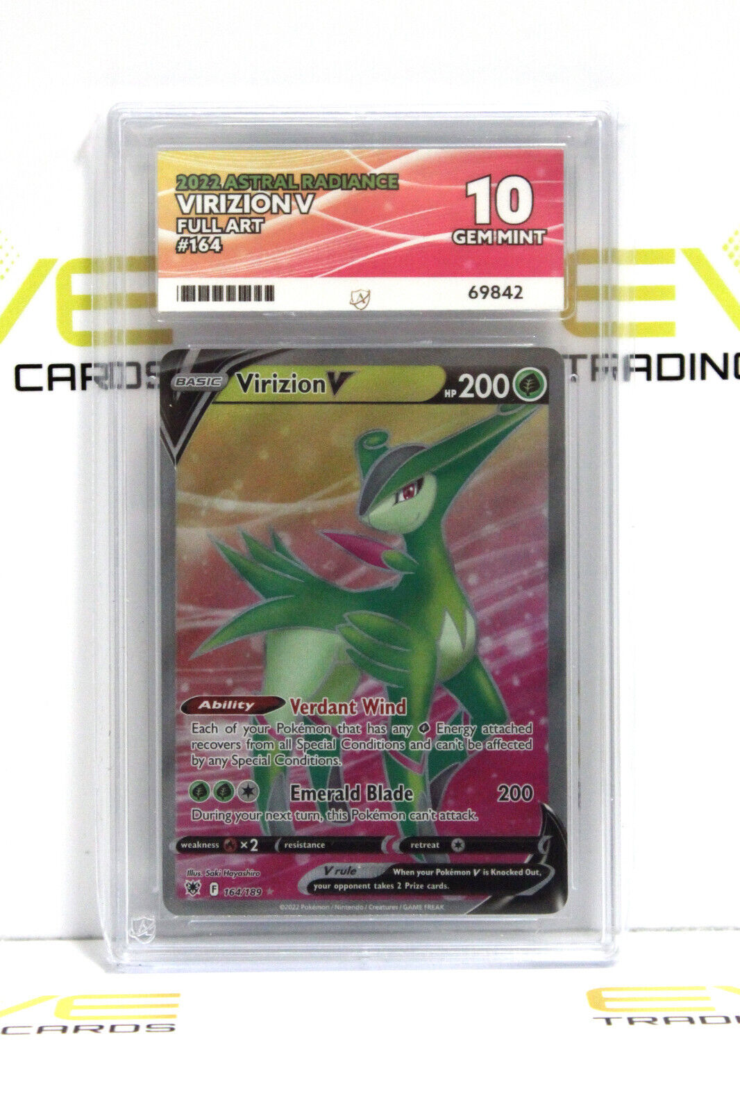 Graded Pokémon Card - #164/189 2022 Virizion V Astral Radiance Full Art - Ace 10