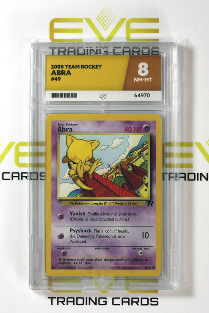 Graded Pokemon Card #49/82 2000 Abra Team Rocket - Ace 8