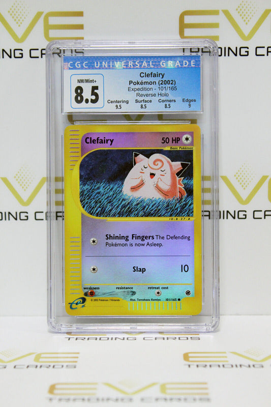 Graded Pokemon Card - #101/165 2002 Clefairy Expedition Reverse Holo - CGC 8.5