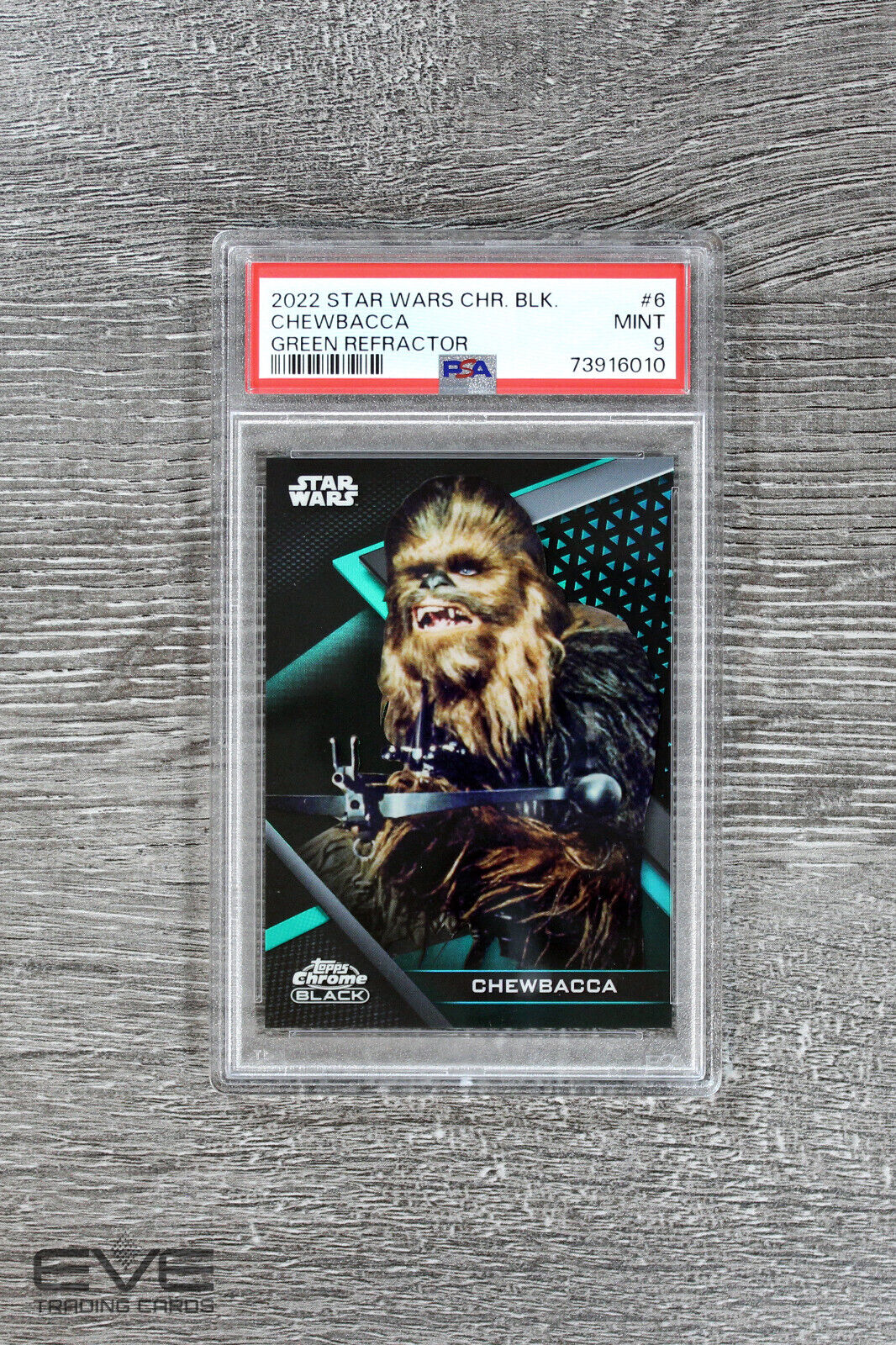 2022 Topps Star Wars Chrome Black #6 Chewbacca Green Refractor /99 - PSA 9